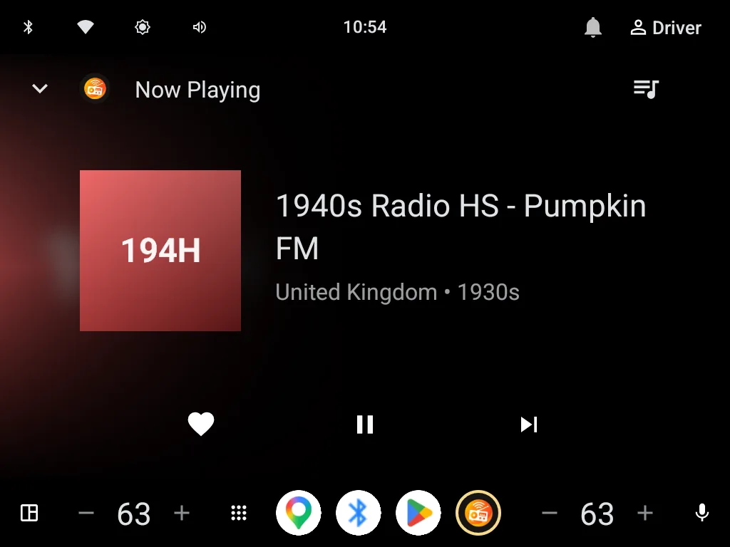 Now playing, sized for a glance rather than a read.